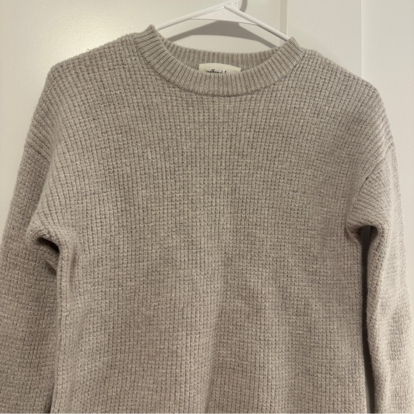 Wilfred Free Beige Waffle Knit Crew Neck Sweater Size XXS Women’s 100% Wool - Picture 4 of 12